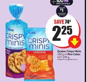 FreshCo Quaker crispy minis 100 g or rice cakes 127-199 g offer