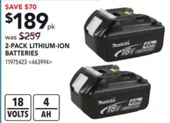 RONA Makita 2-pack lithium-ion batteries offer