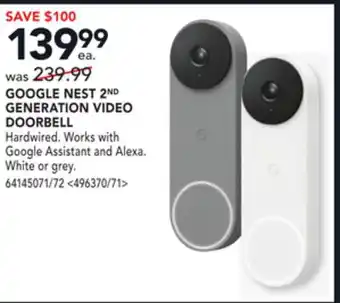 RONA Google nest 2nd generation video doorbell offer