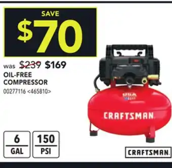 RONA Craftsman oil-free compressor offer