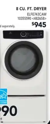 RONA Electrolux 8 cu. ft. dryer offer