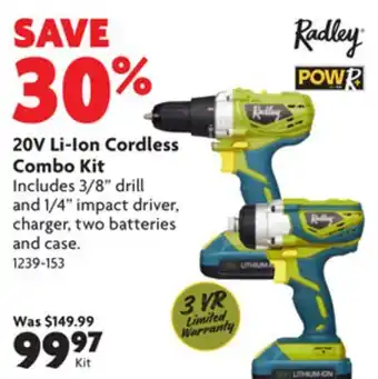 Home Hardware 20v li-ion cordless combo kit offer