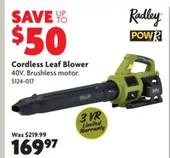 Home Hardware Cordless leaf blower offer