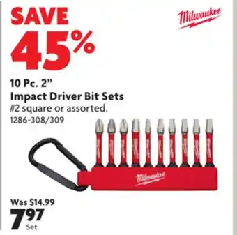 Home Hardware 10 pc. 2 impact driver bit sets offer
