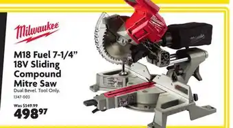 Home Hardware M18 fuel 7-1/4 18v sliding compound mitre saw offer