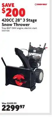 Home Hardware 420cc 28 3 stage snow thrower offer