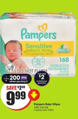 Chalo FreshCo Pampers baby wipes 168-216 pk offer