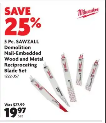 Home Hardware 5 pc. sawzall demolition nail-embedded wood and metal reciprocating blade set offer