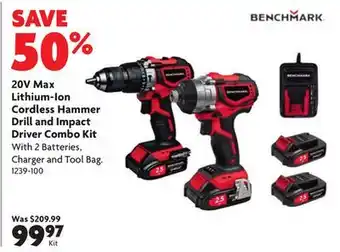 Home Hardware 20v max lithium-ion cordless hammer drill and impact driver combo kit offer