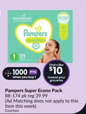 Chalo FreshCo Pampers super econo pack 88-174 pk offer
