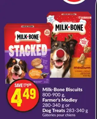 Chalo FreshCo Milk-bone biscuits 800-900 g, farmer's medley 280-340 g or dog treats 283-340 g offer