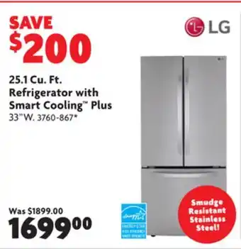 Home Hardware 25.1 cu. ft. refrigerator with smart cooling plus offer