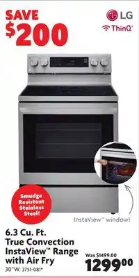 Home Hardware 6.3 cu. ft. true convection instaview range with air fry offer