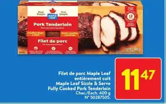 Walmart Maple leaf sizzle & serve fully cooked pork tenderloin offer