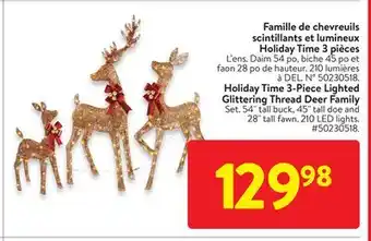 Walmart Holiday time 3-piece lighted glittering thread deer family offer