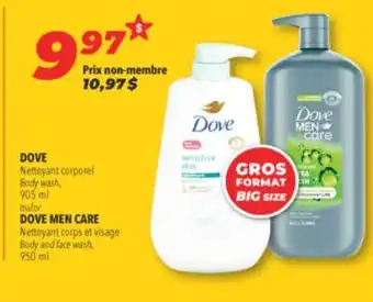 Familiprix Dove body wash, 905 ml or dove men care body and face wash, 950 ml offer
