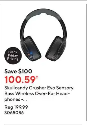 Staples Skullcandy crusher evo sensory bass wireless over-ear headphones - true black offer