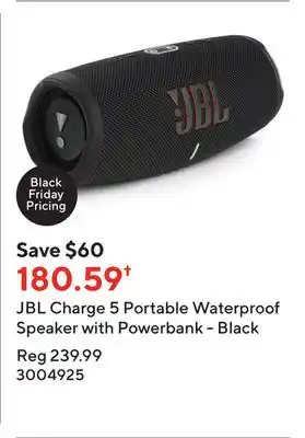 Staples Jbl charge 5 portable waterproof speaker with powerbank - black offer