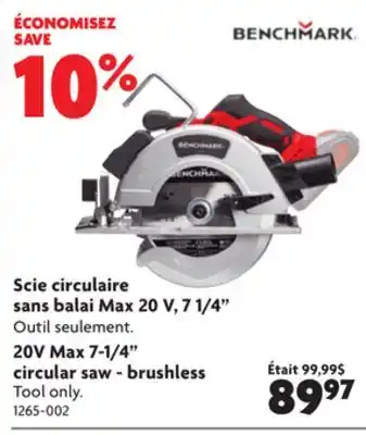 Home Hardware 20v max 7-1/4 circular saw - brushless offer