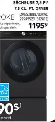 Réno Dépôt Samsung 7.5 cu. ft. dryer offer