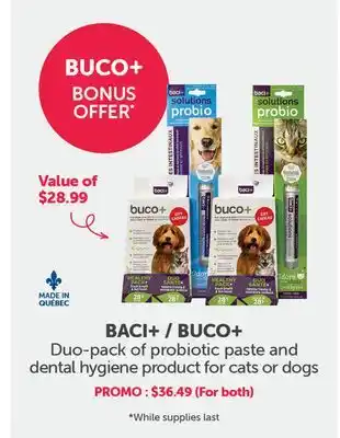 Mondou Baci+ / buco+ duo-pack of probiotic paste and dental hygiene product for cats or dogs offer