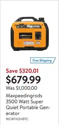 Walmart Maxpeedingrods 3500 watt super quiet portable generator offer