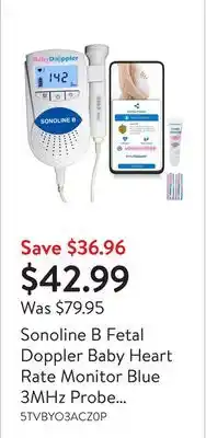 Walmart Sonoline b fetal doppler baby heart rate monitor blue 3mhz probe baby heart monitor backlight lcd gel by baby doppler offer