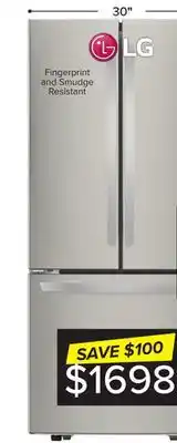 Leon's Lg 30 smudge resistant stainless steel french door refrigerator (22 cu. ft.) - lrfns2200s offer
