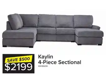 Leon's Kaylin 4-piece sectional with right-facing chaise - grey offer