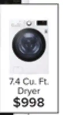 Leon's Lg white smart wi-fi enabled front load electric dryer with built-in ai (7.4 cu. ft.) - dle3600w offer