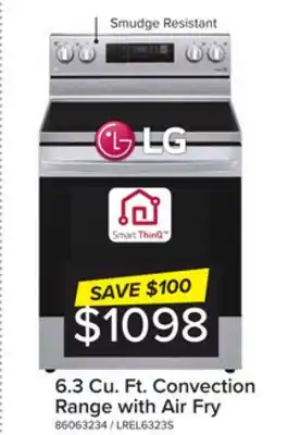 Leon's Lg stainless steel 6.3 cu ft. electric thinq range with air fry and fan convection -lrel6323s offer