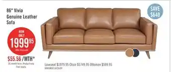 The Brick Vivia top-grain genuine leather sofa - caramel offer