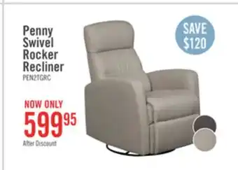 The Brick Penny linen-look fabric swivel rocker recliner - taupe offer