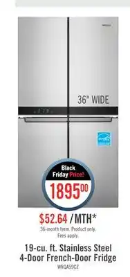 The Brick Whirlpool 19.4 cu. ft. 4-door french-door refrigerator - wrqa59cnkz offer