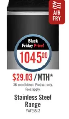 The Brick Whirlpool 5.3 cu. ft. electric range with 5-in-1 air fry oven - ywfe550s0lz offer