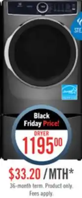 The Brick Electrolux 8 cu. ft. electric dryer - elfe763cat offer