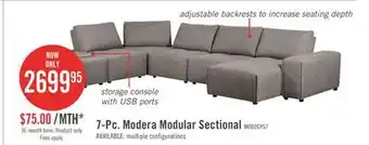 The Brick Modera 7-piece linen-look fabric modular sectional with 1 console - grey offer