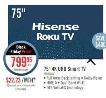 The Brick Hisense 75 r6 series roku 4k ultra hd smart tv offer
