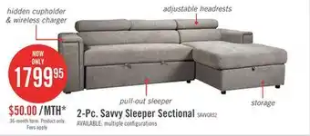 The Brick Savvy 2-piece right-hand linen-look fabric sleeper sectional - grey offer
