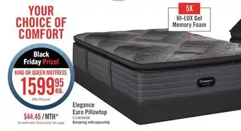 The Brick Beautyrest black signature elegance euro pillowtop king mattress offer