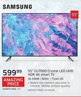 The Source Samsung 55 cu7000 crystal led uhd hdr 4k smart tv offer