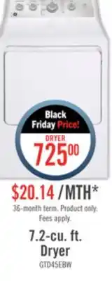 The Brick Ge 7.2 cu. ft. electric dryer with sanifresh cycle - gtd45ebmrws offer