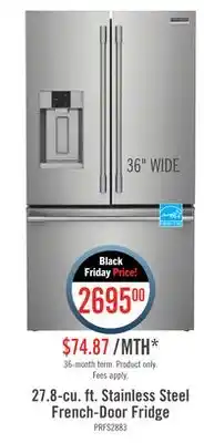The Brick Frigidaire professional 27.8 cu. ft. french-door refrigerator - prfs2883af offer
