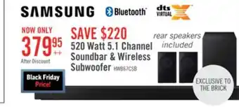 The Brick Samsung soundbar with wireless subwoofer and rear speaker kit - hw-b67c/zc offer