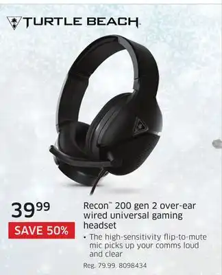The Source Turtle beach recon 200 gen 2 over-ear wired universal gaming headset offer