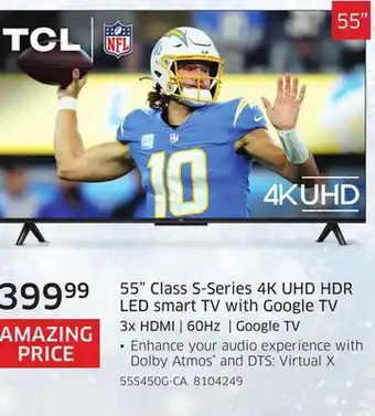 The Source Tcl 55 class s-series 4k uhd hdr led smart tv with google tv offer