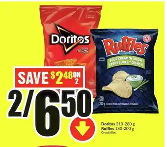FreshCo Doritos 210-280g, Ruffles 180-200g offer