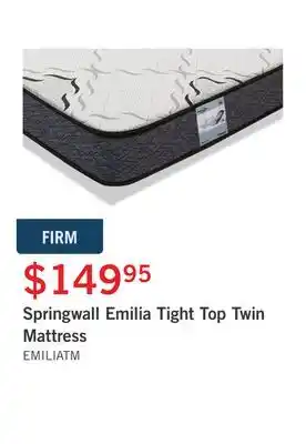 The Brick Springwall emilia tight top twin mattress offer