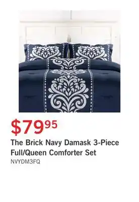 The Brick The brick navy damask 3-piece full/queen comforter set offer
