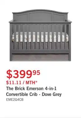 The Brick The brick emerson 4-in-1 convertible crib - dove grey offer